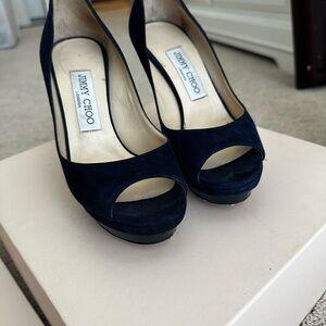 Authentic Jimmy Choo blue velvet shoes 35.5
